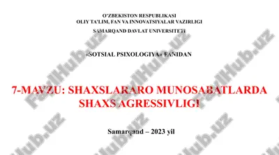 sotsial psixologiya fanidan tezkor kurs ishi — PPTX