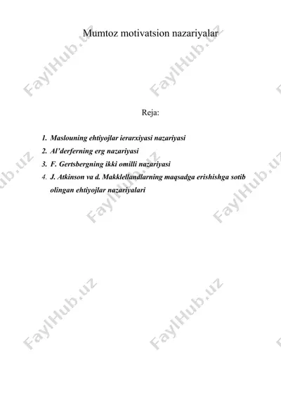 mumtoz motivatsion nazariyalar — DOC