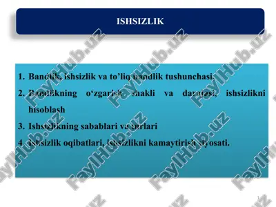 bandlik, ishsizlik va to’liq bandlik tushunchasi — PPTX