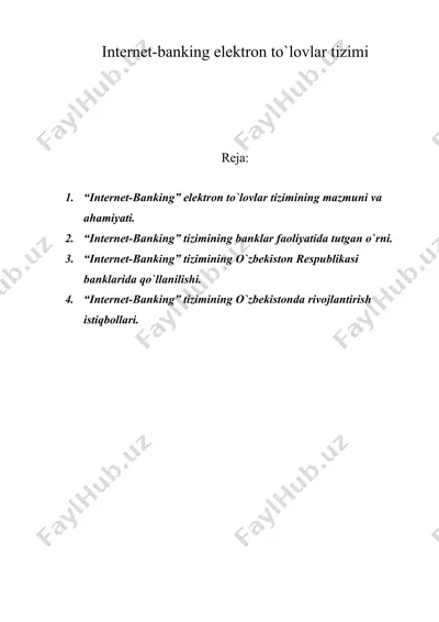 internet-banking elektron to`lovlar tizimi — DOC