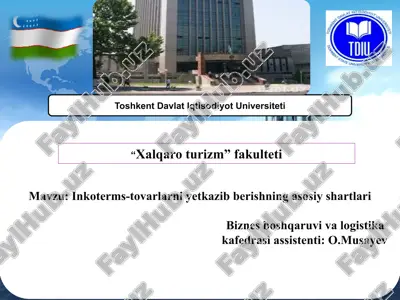 inkoterms-tovarlarni yetkazib berishning asosiy shartlari — PPTX