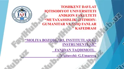 islomqimmatliq o‘zlarining bozori — PPTX