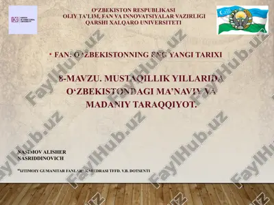 o'zbekistonning eng yangi tarixi — PPTX