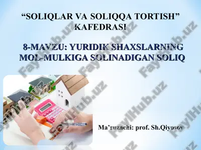 yuridik shaxslarning mol-mulkiga solinadigan soliq — PPT