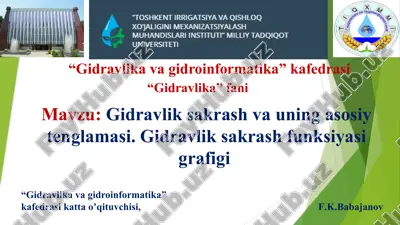 gidravlik sakrash va uning asosiy tenglamasi — PPTX