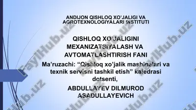 g’alla o’rish yig’ishva don tozalash mashinalari — PPT