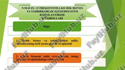 kichik biznes va tadbirkorlik iqtisodiyoti — PPTX