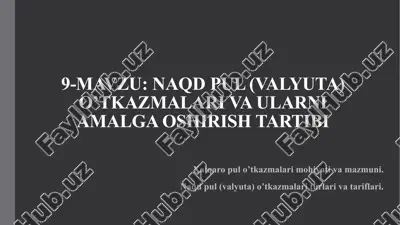 xalqaro pul o‘tkazmalari — PPTX