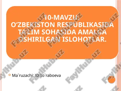 "ta'lim sohasidagi xarajatlar" — PPTX