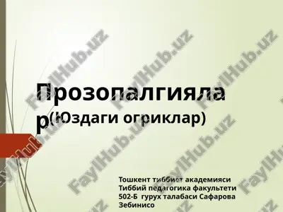 prozopalgiyalar (yuzdagiogriklar) — PPTX