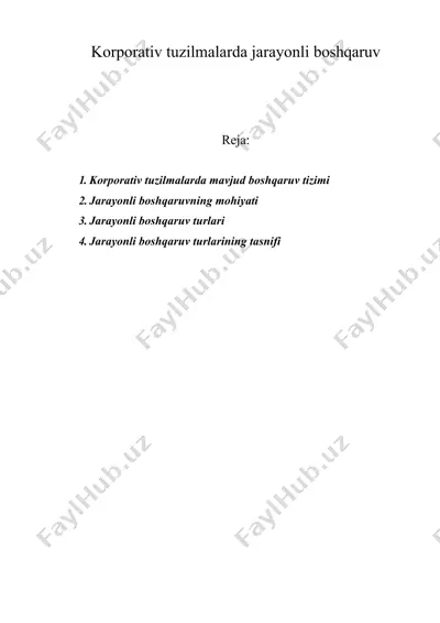 korporativ tuzilmalarda jarayonli boshqaruv — DOC