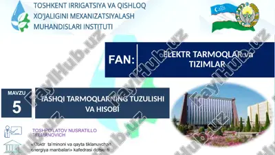 elektr ta’minoni va qayta tiklanuvchi energiya manbalari — PPTX
