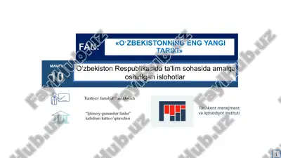 o‘zbekiston respublikasi ta'lim sohasida amalga oshirilgan islohotlar — PPTX