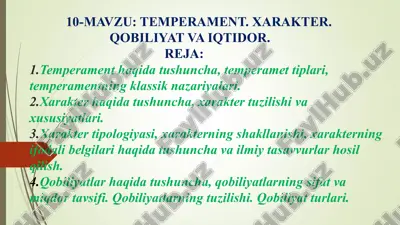 temperament, xarakter, qobiliyatlar — PPT
