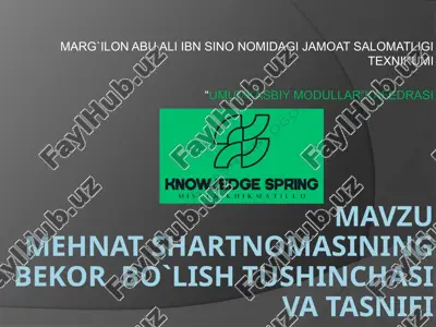 mavzumehnat shartnomasining bekorbo`lish tushinchasi va tasnifi — PPTX