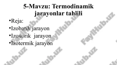 termodinamika jarayonlari tahlili — PPTX