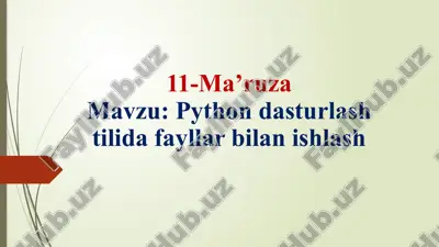 python dasturlashtilida fayllar bilan ishlash — PPTX