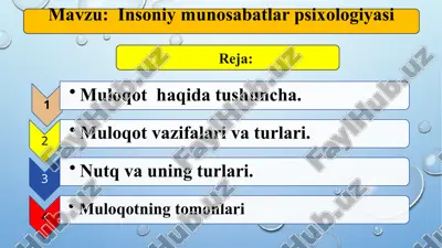 insoniy munosabatlar psixologiyasi — PPTX