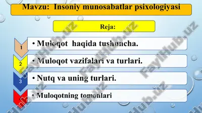 insoniy munosabatlar psixologiyasi — PPT