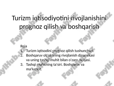 turizm iqtisodiyoti — PPTX