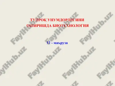 tuproq unumdorligini oshirishda biotexnologiya — PPT