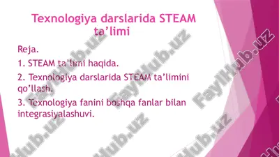 steam ta’limi texnologiyadarslarida — PPTX