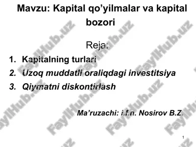 kapital qo’yilmalar va kapital bozori — PPT