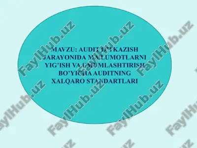 audit o’tkazish jarayonida ma’lumotlarni yig’ish va umumlashitirish bo’yicha auditning xalqaro standartlari — PPT