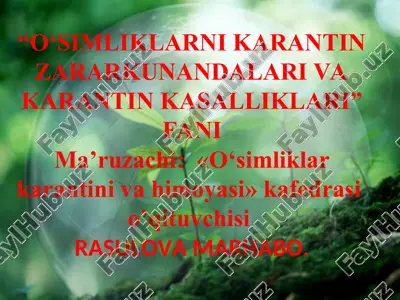 sitrus va boshqa subtropik ekinlarning karantin zararkunandalaribioekologiyasi — PPT