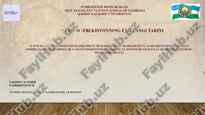 o‘zbekistonning eng yangi tarixi — PPT