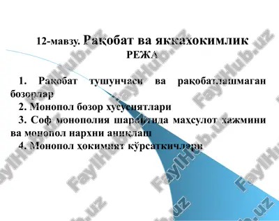 raqobat va yakkahokimlik — PPTX