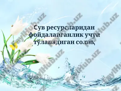 suv resurslaridan foydalanganlik uchun to'lanadigan soliq — PPT