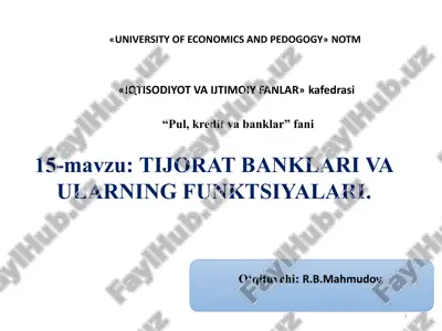 iqtisodiyot va ijtimoiy fanlar. pul, kredit va banklar fani — PPTX