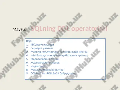 sqlning ddl operatorlari — PPTX