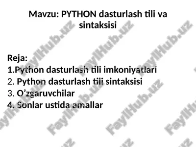 python dasturlash tili imkoniyatlari — PPTX