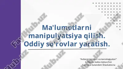 ma'lumotlar manipulyatsiyasi — PPTX
