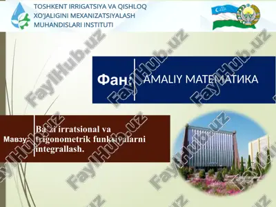 ba’zi irratsional va trigonometrik funksiyalarni integrallash — PPTX