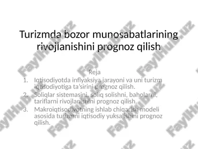 turizm bozor munosabatlari va iqtisodiyot — PPTX