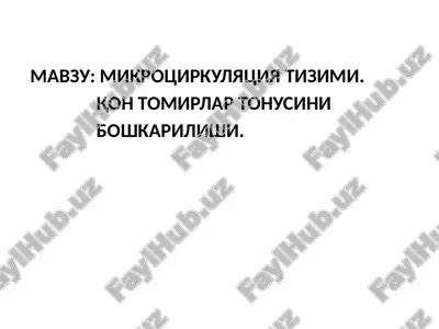 mikrotsirkulyatsiya tizimi — PPTX