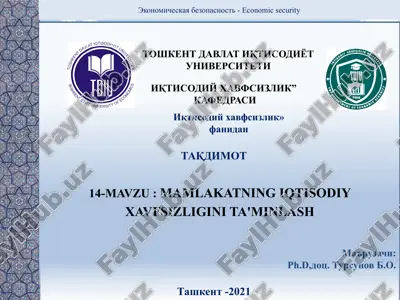 mamlakatning iqtisodiy xavfsizligini ta'minlash — PPTX