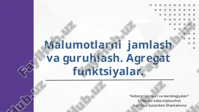aggregat funktsiyalar — PPTX