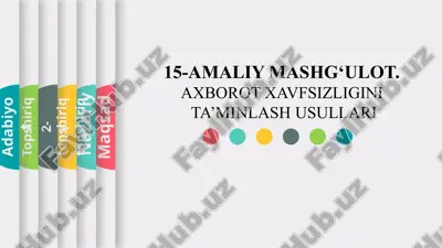amaliy mashg‘ulot. axborot xavfsizligini ta’minlash usullari — PPTX
