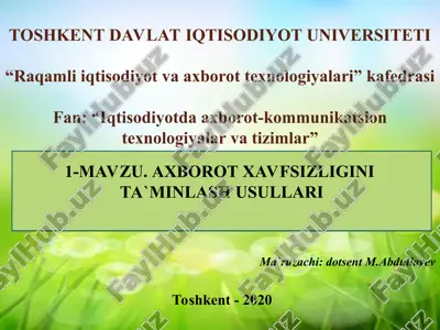 axborot xavfsizligini ta'minlash usullari — PPT
