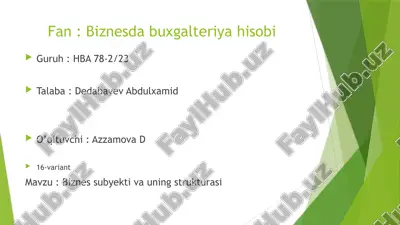 biznesdabuxgalteriyahisobi — PPTX