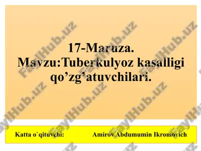 tuberkulyoz kasalligi qo'zg'atuvchilari — PPTX