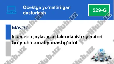 obektga yo'naltirilgan dasturlash — PPTX