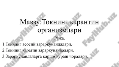 tokning karantin organismlari — PPTX