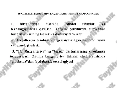 buxgalteriya hisobida raqamlashtirish texnologiyalari — PPTX