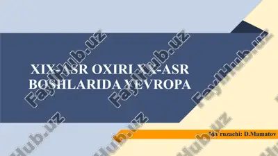 xix-asr oxiri xx-asr boshlarida yevropa — PPTX