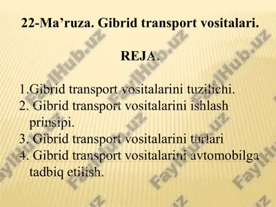 gibrid transport vositalari — PPTX
